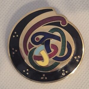 TARA WARE OF DUBLIN Vintage Colorful Cloisonné Enamel Celtic Knot Design Brooch